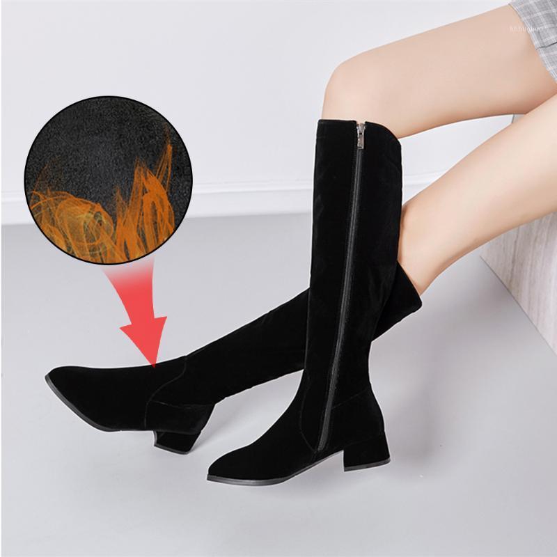 

Plus Size 34-43 New Slim Boots Sexy Over The Knee High Suede Women Snow Boots Women's Fashion Winter Thigh High Snow Shoes1, Black