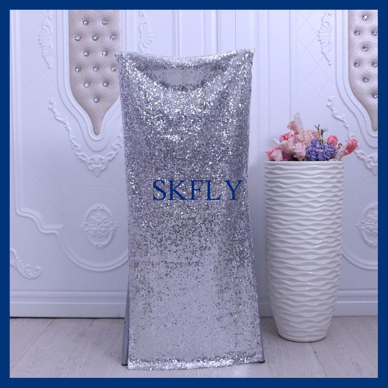 

CH004R1 wholesale cheap party universal wedding shinny silver sequin chair cap