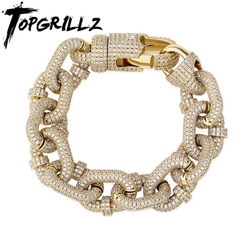 

Link, Chain TOPGRILLZ 17mm Miami Cuban Bracelet High Quality Micro Pave Iced Out Cubic Zirconia Men's Hip Hop Fashion Jewelry For Gift