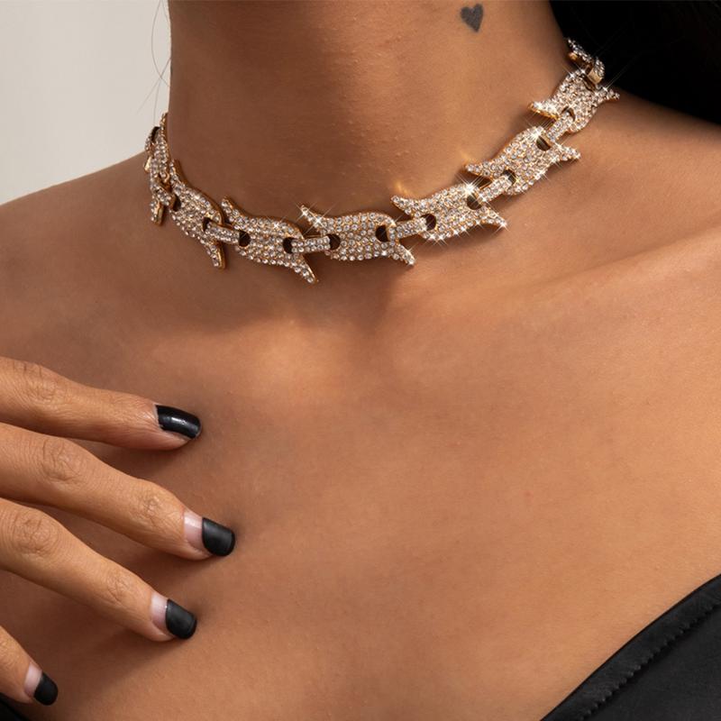

Chokers Lacteo Vintage Irregular Rhinestone Chain Choker Necklace For Women 2021 Fashion Trendy Adjustable Slide Charm