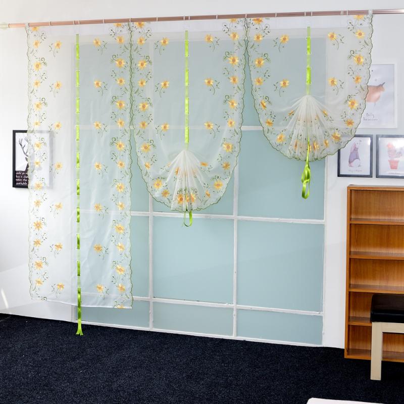 

Pastoral Style Window Treatment White Soft Embroidered Tulle Curtain for Kitchen Bedroom Living Room Home Decoration Panel, Width 80 cm