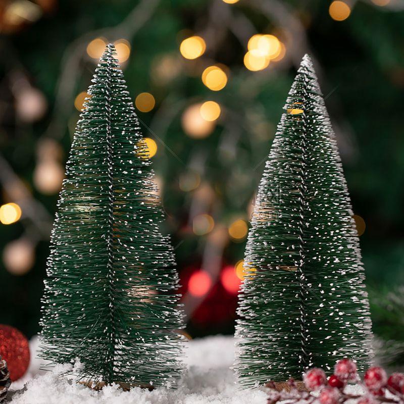 

34pcs Miniature Sisal Frosted Christmas Trees Bottle Brush Trees Ornaments D0AD