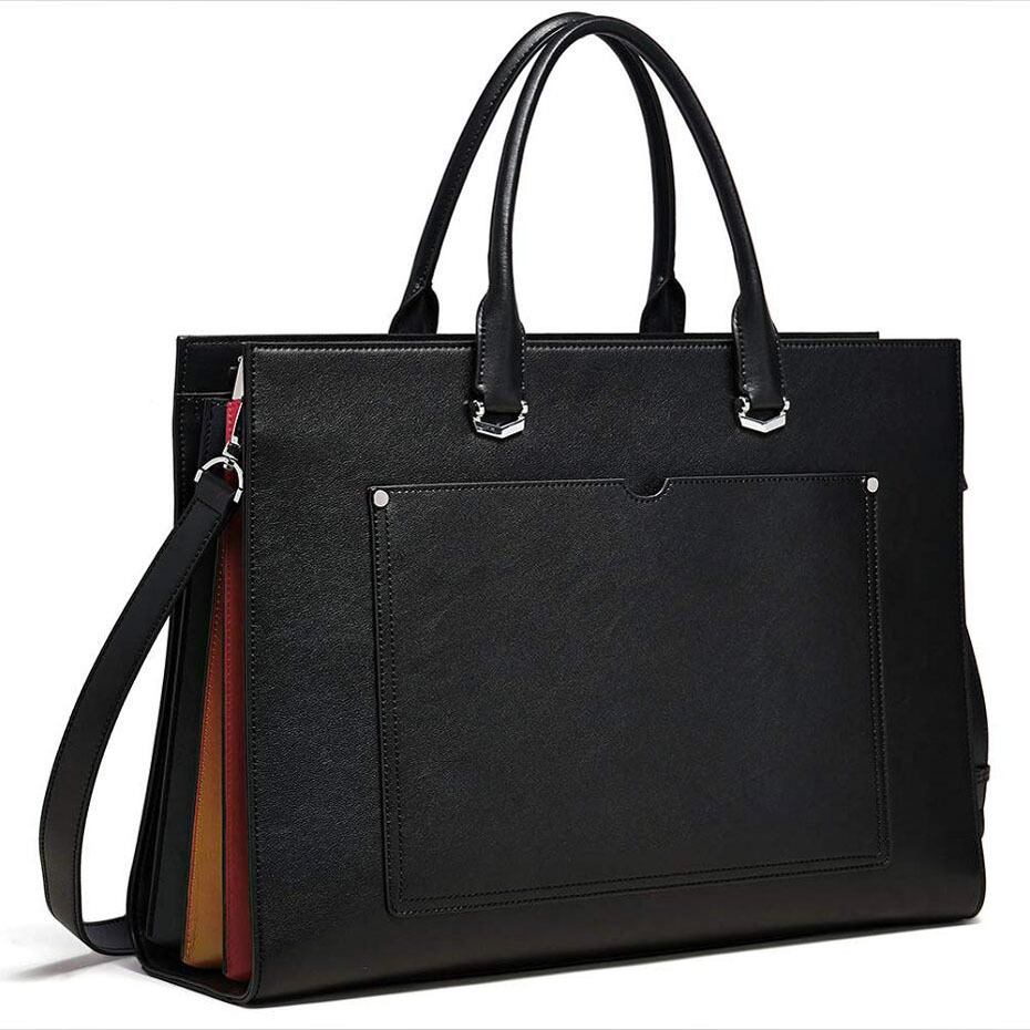 

2021 Maleta Para As Mulheres Fino 15.6 Polegada Porttil Negcios Preto Couro Genuno Bolsa Ombro Sacos Ypb6, Black
