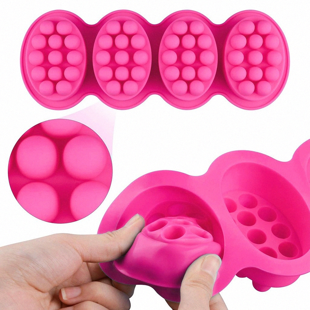 

4 Cavity 3D Silicone Mold Massage Bar DIY Fondant Soap Mould Tray for Pudding Mousse Cake Chocolate jelly pudding Mold B1 ypmI#