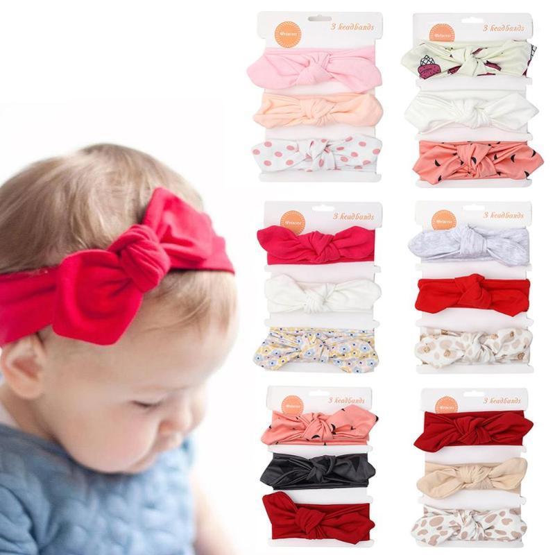 

3Pcs/Set Solid Cotton Baby Headband with Card Heart Striped Print Bow Tie Knot Hair Band For Girls Headwrap Newborn Accessories1, Set 35