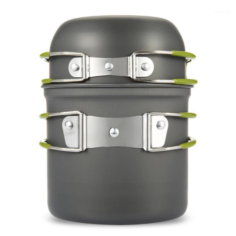 

2pcs Outdoor Cookware Camping Pans and Pots Cook Set Hiking Backpacking Picnic Cooking Tool1