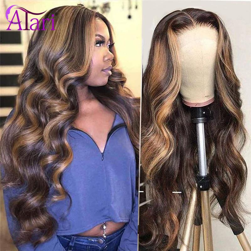 

Transparent Highlight 4/30 Body Wave Lace Front Wig Full Lace Human Hair Wigs for Black Women Brazilian Hair Frontal Wigs, Natural color