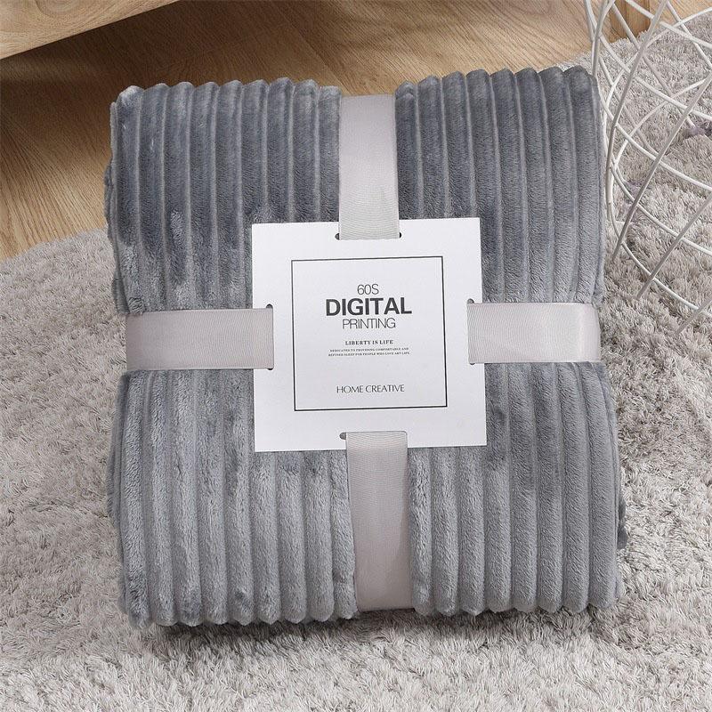 

Super Soft Stripe Blanket for Bed Flannel Bedspread Grey Khaki Sofa Airplane Throw Blankets Bedding Double Queen King Bed Cover1