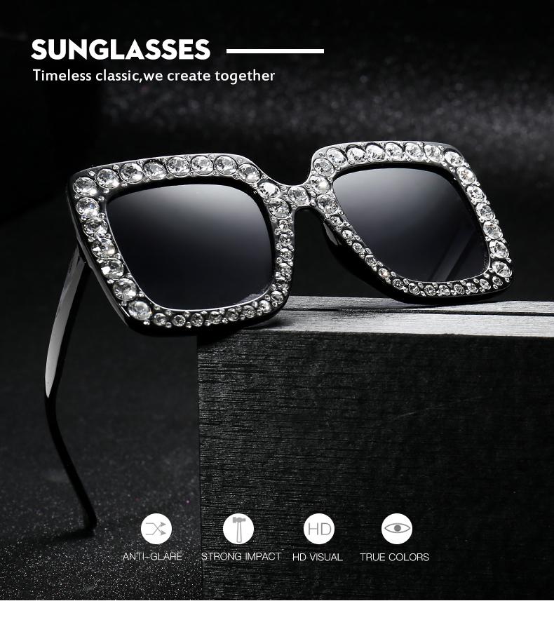 

Fashion sunglasses Oversized Square Rhinestone Sunglasses Women 2019 New Fashion Pink Shades For Women Big Sun Glasses UV400