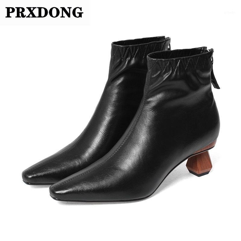 

new brand women ankle boots genuine leather high heels pointed toe black beige zipper shoes woman dress party office ladies shoe1, Apricot