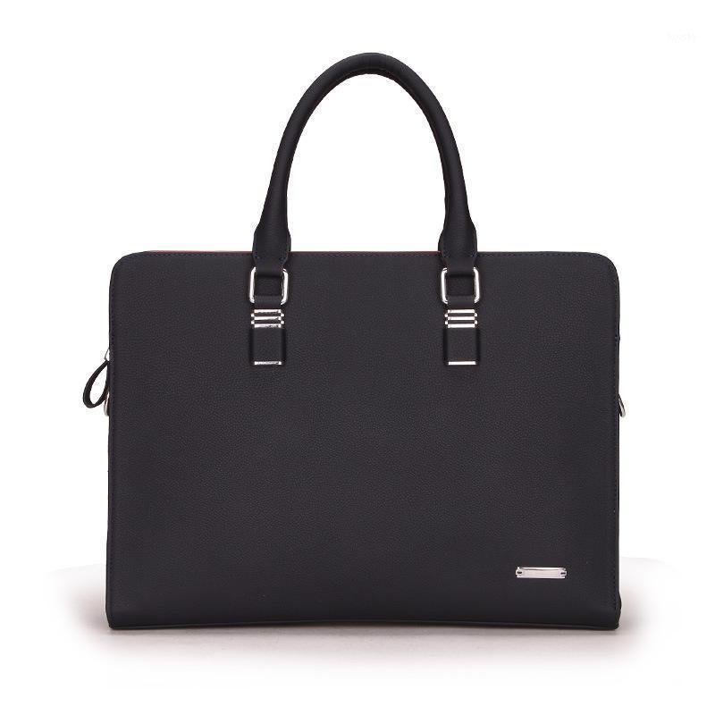 

New leather men's handbags cross-section business official business slanting trend official letter messenger package1, Black