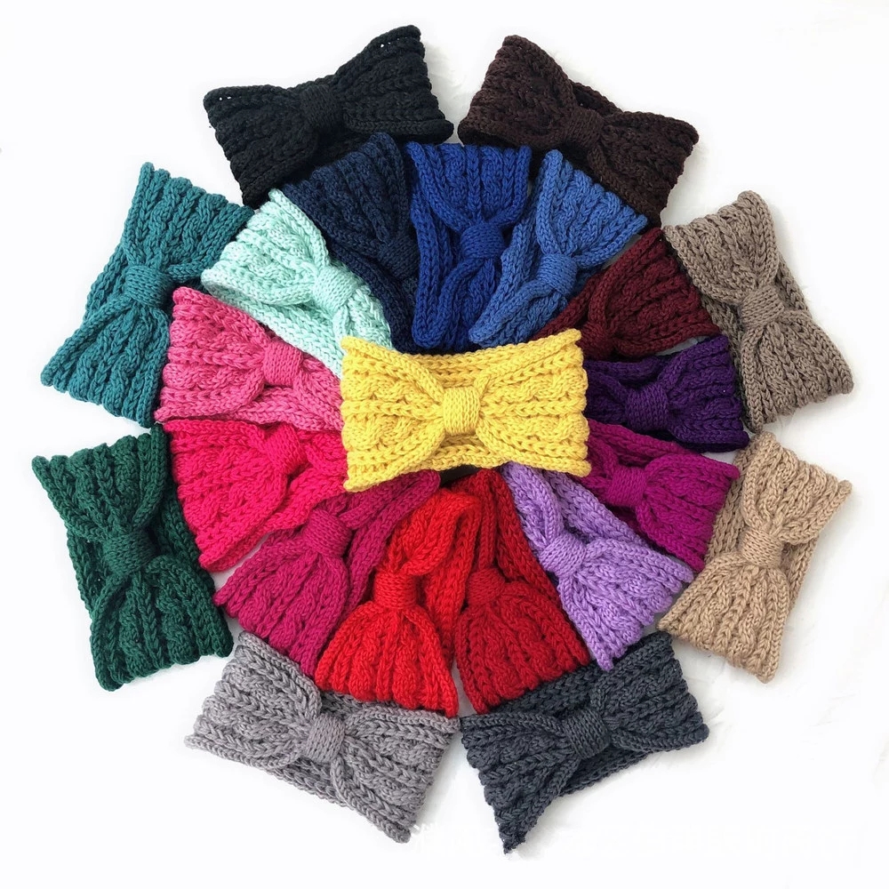 

New Fashion Knitted Headband Winter Women Ear Warmer Headband Elastic Soft Wool Hairband Elegant Girls Hair Accessories Headwear, Silver