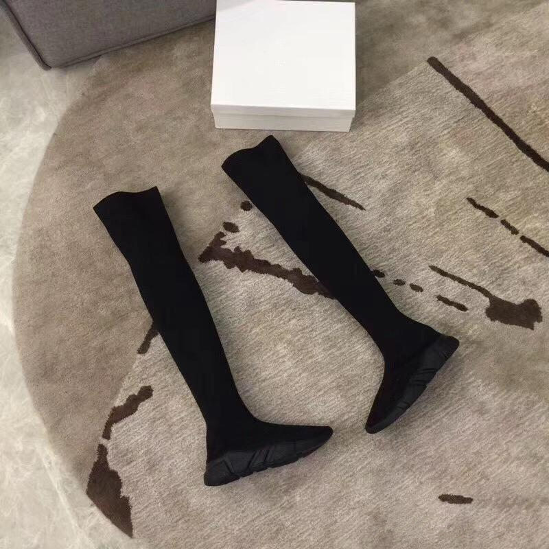 

Classic Socks boots Designer Fashion knitted elastic boots Luxury Knee high boots platform woman shoes Socks shoes large size 35-43 EUR