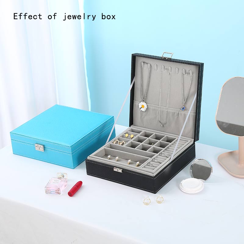 

Jewelry box For dressing table jewelry storage box with super capacity and lock double color optional