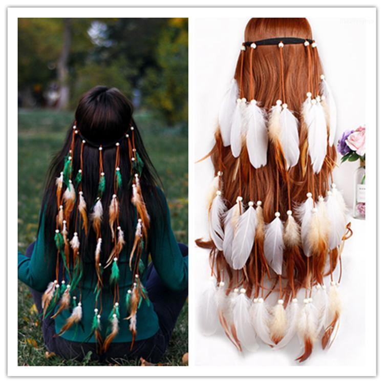 

Feather Wedding Bridal Beauty Forever Hair Band Tassel Accessories Bohemian Ethnic Style Headdress Clips & Barrettes, Golden;silver