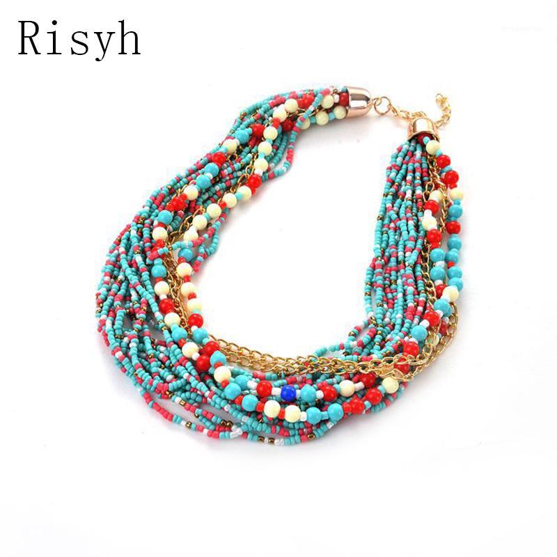 

Risyh Bohemian ethnic style fashion texture beads mixed short temperament necklace1