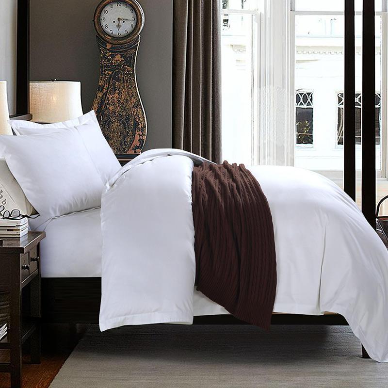 

100% Cotton pure white sateen bed linen 4 pieces hotel bedding set 60s 80s satin duvet cover set Double bed sheet King  siz, 60s sateen