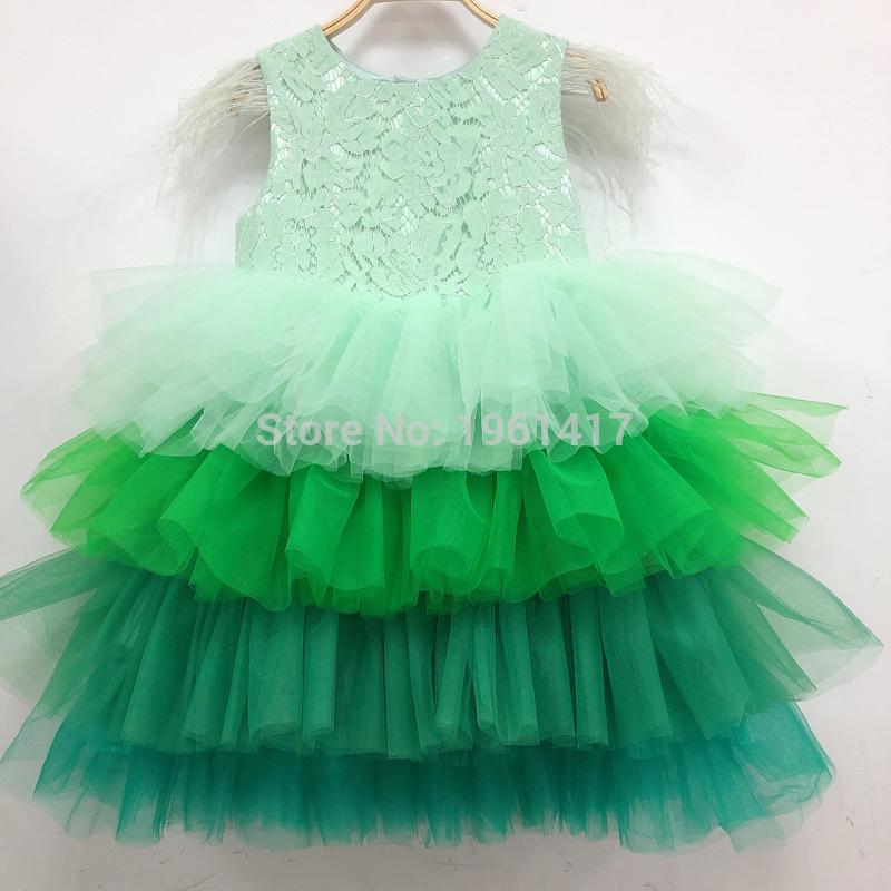 

Summer Girl Clothes Kids Dresses For Girls Lace Flower Dress Baby Girl Party Wedding Dress Children Princess1, Green