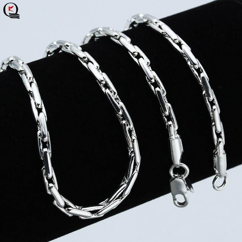 

4mm Classic Stainless Steel Chain Fashion Silver Plated Necklace Men Women Chain Necklace Length 26 inches