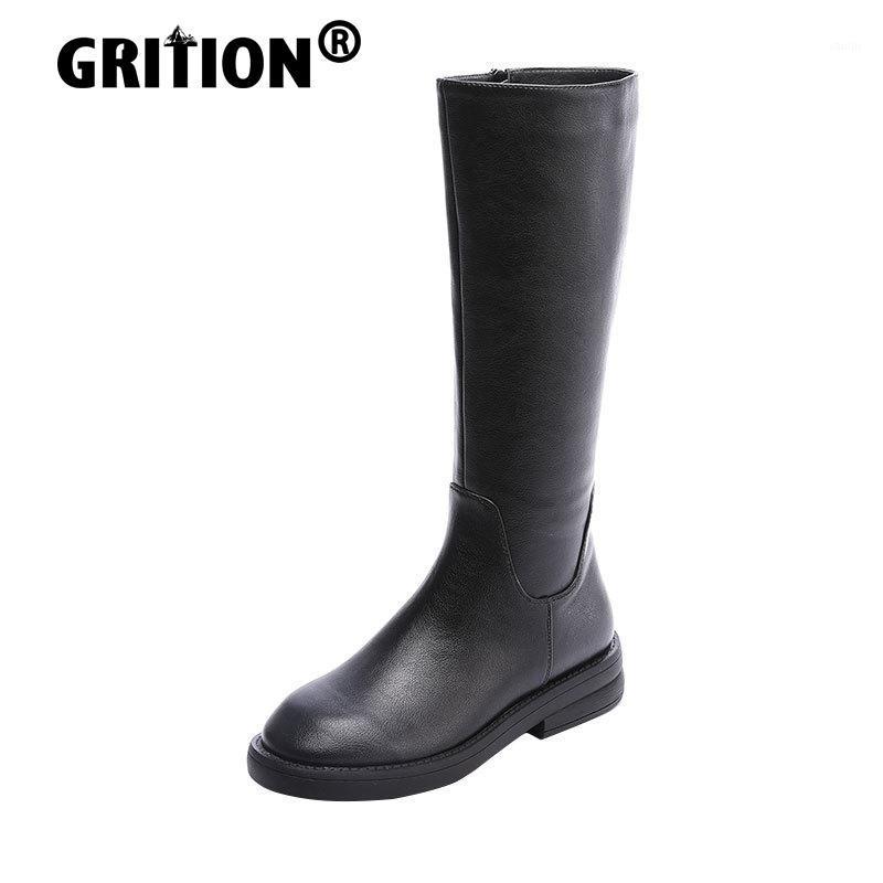 

GRITION Women Knee High Boots PU leather Platform Shoes Internal increase Height Wedges High Heels Sexy Casual Boots 2020 New1, Black
