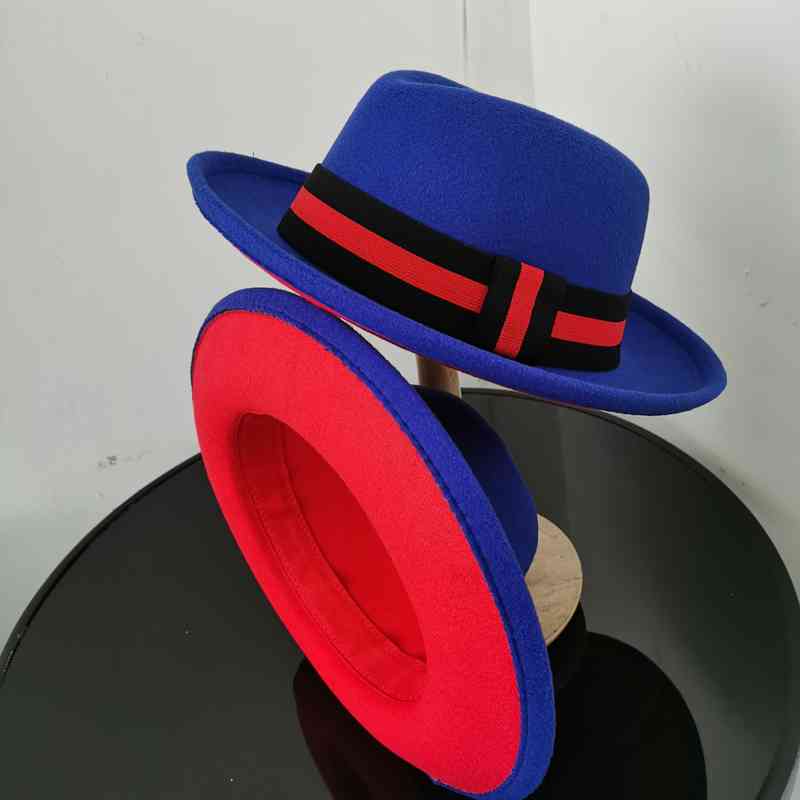 

fedora two toned fedoras for black red bottom felt jazz bowler perfomance wo and men church hat