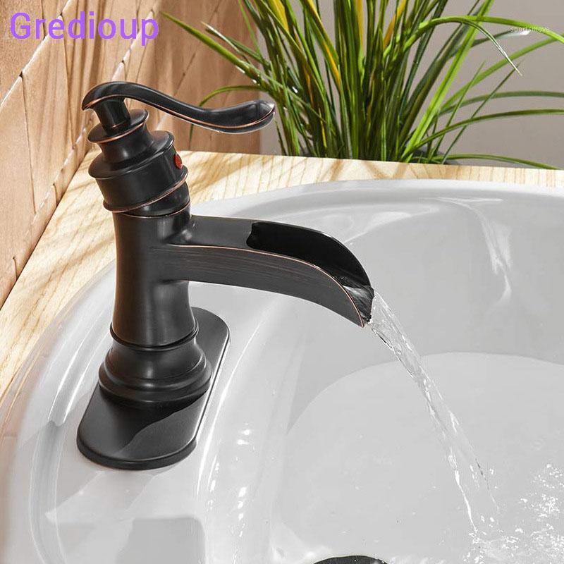 

Wastafelkraan Black Basin Tap Mixer Hot Cold Bathroom Faucet Brass Deck Mount Bath Sink Faucet Brush Nickel Modern Water Tap ORB1
