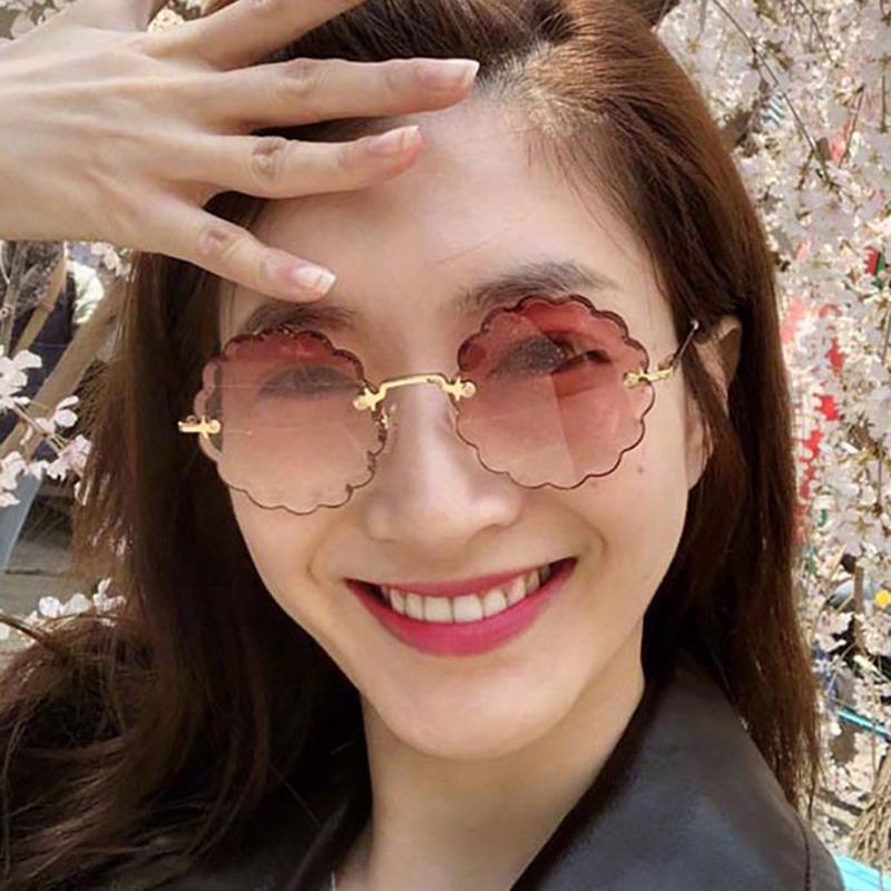 

GLAUSA Frameless sunglasses ladies Flower women sun glasses color ocean piece sun visor 7162