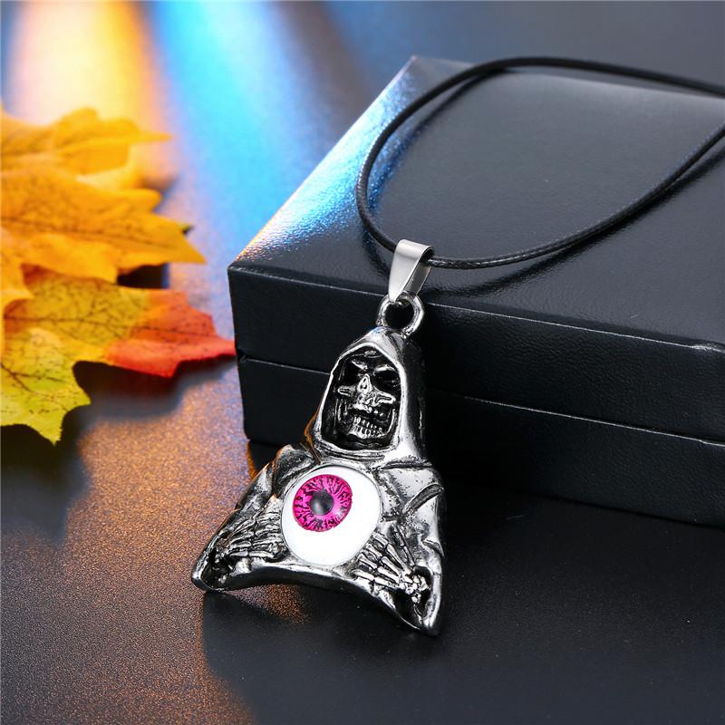 

1PC Gothic Punk Skull Evil Eye Necklace For Men Women Hiphop Vintage Metal Color Skeleton Bead Chain Necklace Choker Jewelry