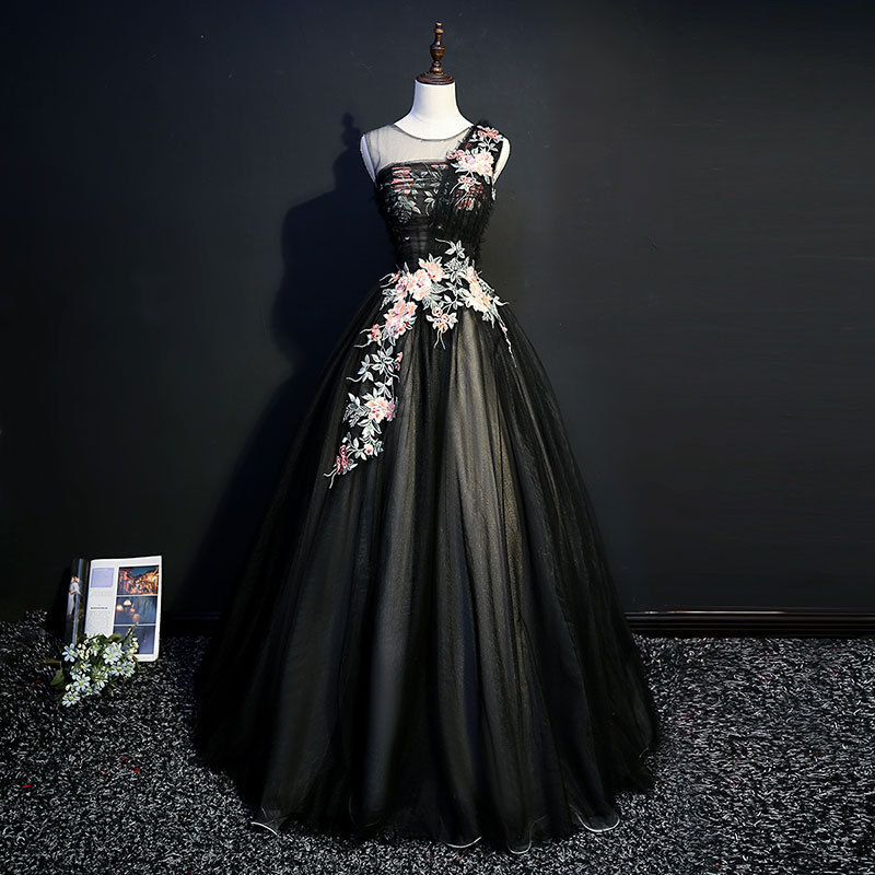 

Formal Dress Elegant O-neck Solo Host Ball Gowns Vintage Embroidery Party Prom Evening Wedding Cheongsam 8wbe, Black