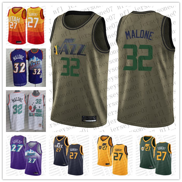 

2020 Custom Men womens youth Utah Jazz 27 Rudy Gobert #32 Karl Malone Camo Basketball Swingman Realtree Collection Jersey, Black