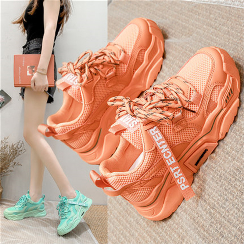 

New Spring 2021 Fashion Women's Knit Ventilation Comfortable Female Trainers Ulzzang Shoes White Woman Orange Green F4AC