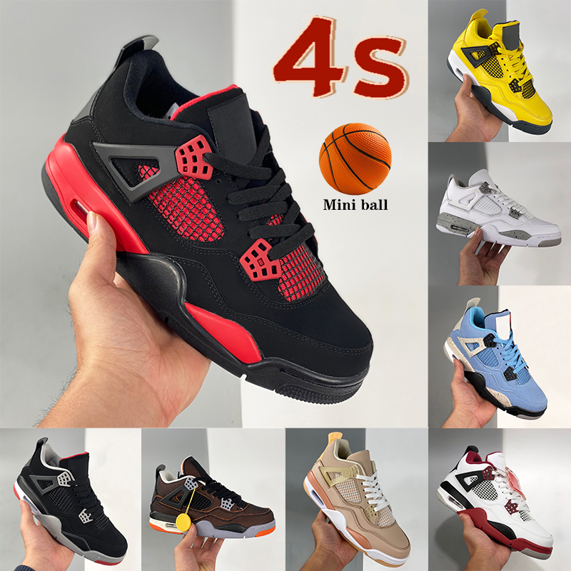 

Newest 4 4s men Basketball Shoes red thunder black cat University Blue white oreo Fire Red Tour Yellow shimmer mens women sneakers trainers, Bubble wrap packaging