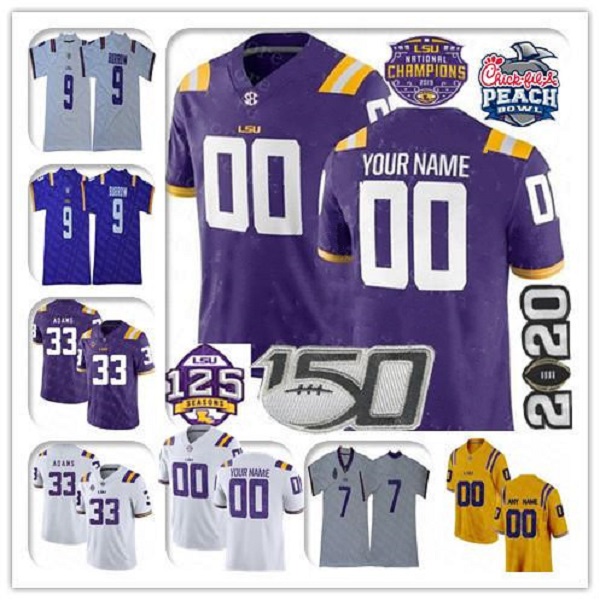 

Custom NCAA 2020 LSU Tigers Champions College Jerseys Jamal Adams Joe Burrow Tae Provens Mannie Netherly Travin Dural Devin White Moffitt, Colour 13