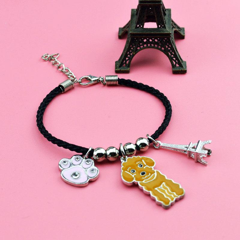 

Charm Bracelets DIY Lovely Poodle Bracelet Chain Pet Dogs For Friends Jewelry Women's Accessories Drop