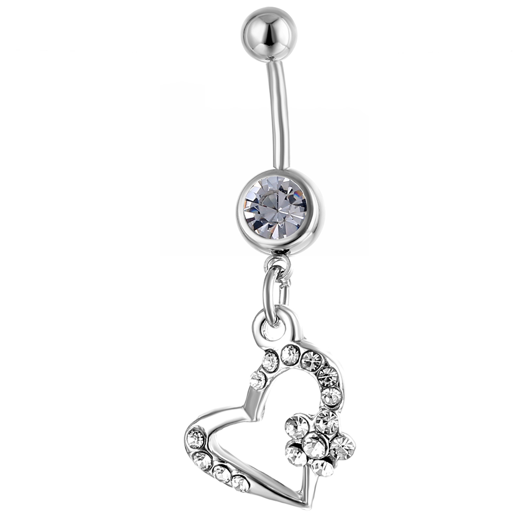 

D0358 Heart Belly Navel Button Ring Clear Color