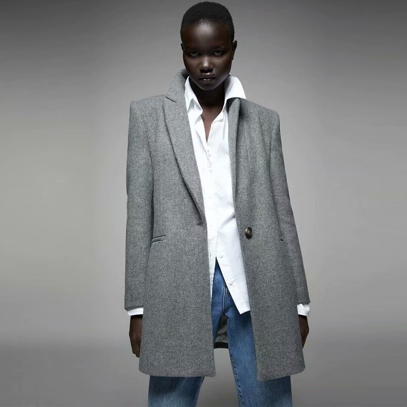 

2021 New Autumn Winter Woolen Women Turn Down Collar Coats Fashion Ladies Jacket Single Button Overcoat Girls Casual Wool Coat 4lwv