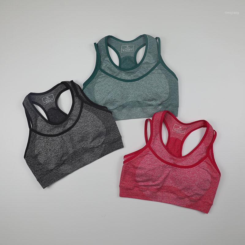 

Vital Rise Seamless Sports Bra For Women Medium Support Padded Gym Workout Sports Bras Double Layer Racerback Yoga Bra Top1, Red