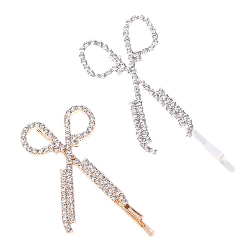 

Hair Clips & Barrettes Shining Crystal Scissors Bridal Headwear For Women Sweet Girls Rhinestone Hairpins Jewelry Accessories