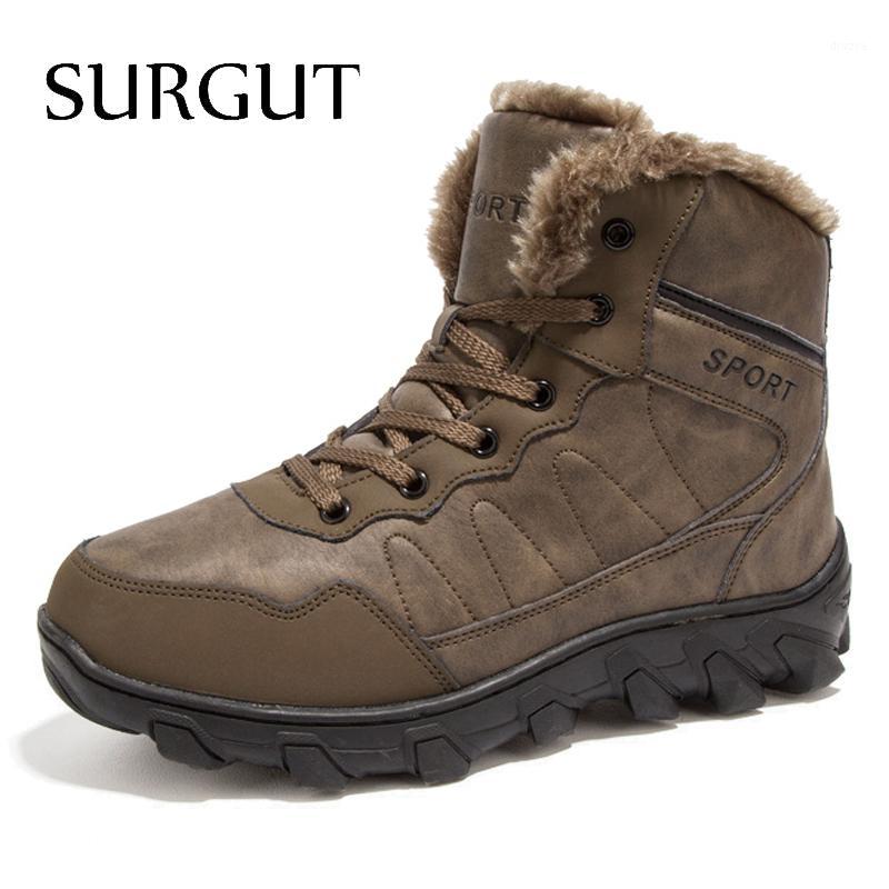 

SURGUT Men Boots 2018 New Fashion Suede Leather Boots Men Casual For Spring Winter Keep Warm Lace Up Snow1, Black