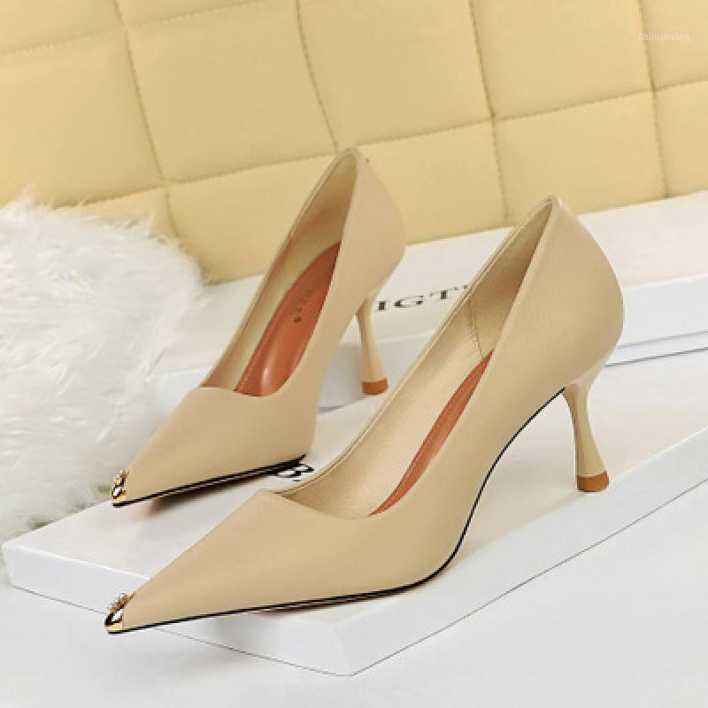 

2021 Fashion New Business Womens Pumps Metal Point Toe Sexy Lady Super High Heels Wedding Party Female High Heels Sandals1, Apricot