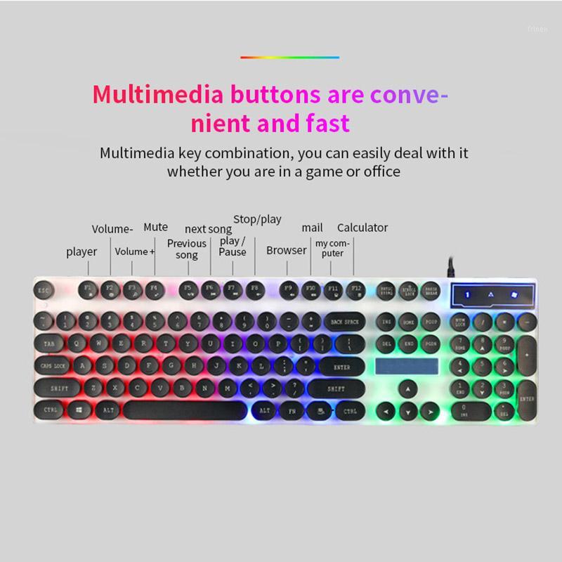 

Computer Waterproof Gaming Mouse Keyboard Set Punk Retro Styles Colorful Keyboard Mouse Set for PC Laptop Computer Gamer1
