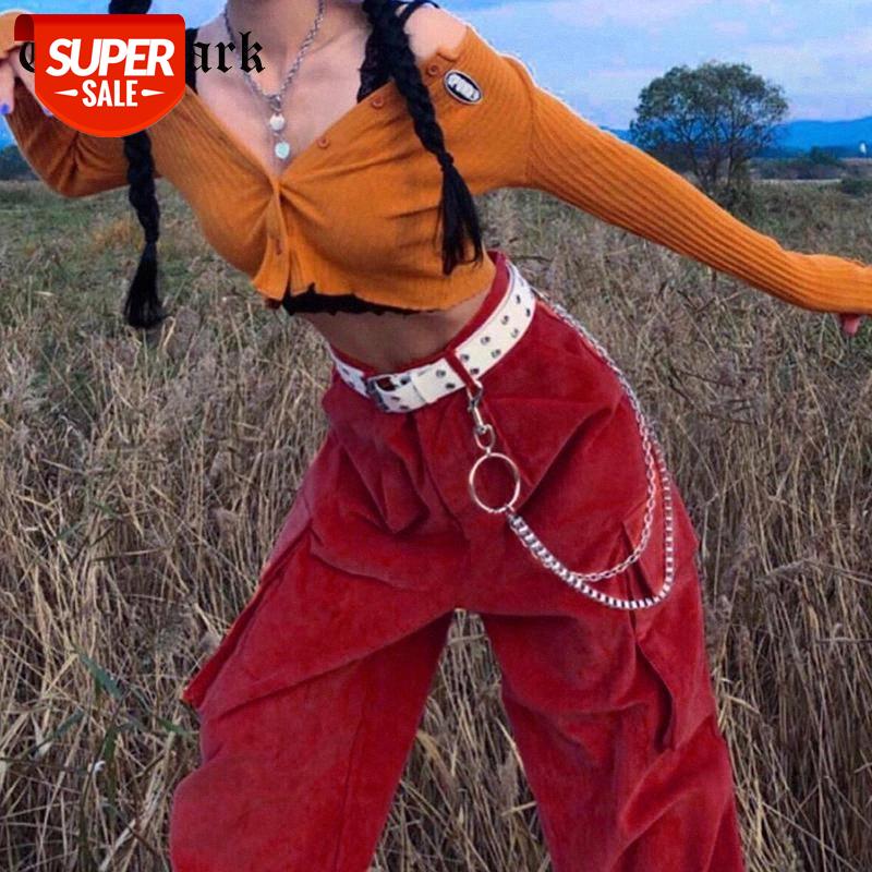 

Goth Dark E-Girl Vintage 90s Aesthetic Corduroy Pants Gothic Vintage Harajuku Wide Leg Elastic Ankle Trousers Women's Streetwear #gb5z, Black;white