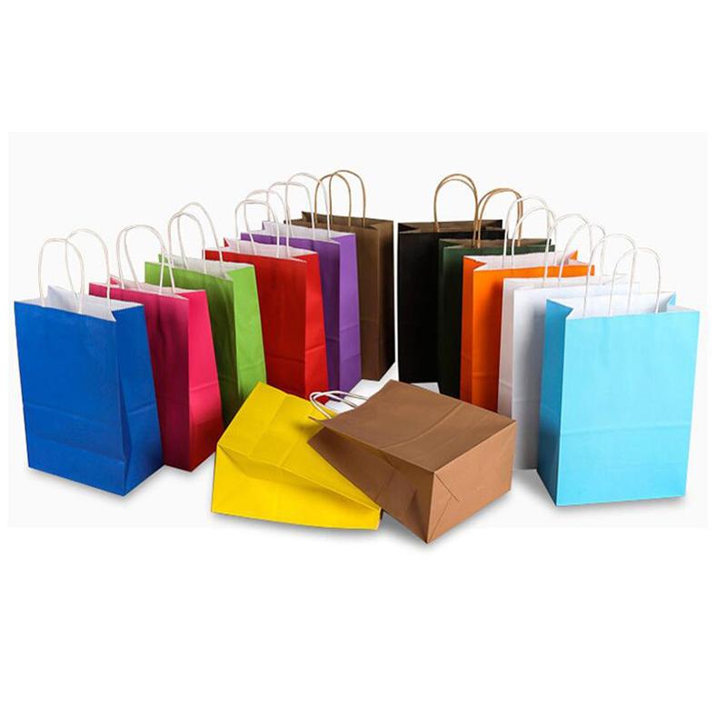 

Gift bag paper bags Kraft paper with handle Festival jewelry bags wedding birthday party gift package shopping Wrapping Supplies