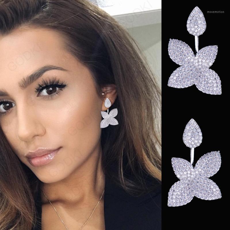 

GODKI 32mm Super Shiny Leaf Flower Full Mirco Paved Microl Zirconia Women Bridal Dress Wedding Everyday Earring Fashion Jewelry1