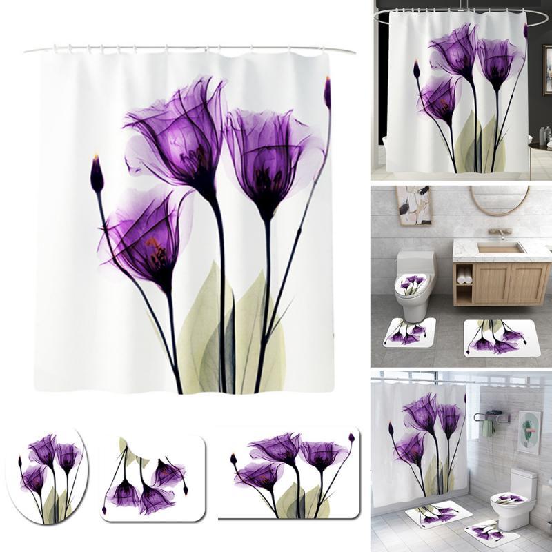 

Printed pattern bathroom shower curtain base carpet cover toilet cover cushion non-slip bathroom mat accesories