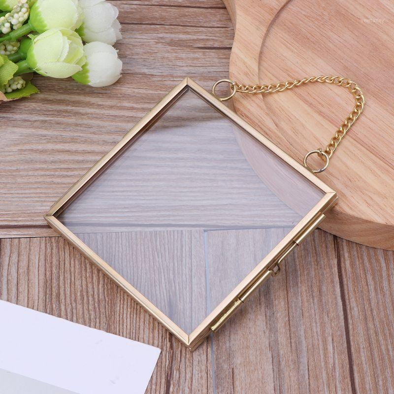 

Creative DIY Chain Retro Metal Photo Frame High Translucent Glass Photo Frame Specimen Folder 2 Size Optional1