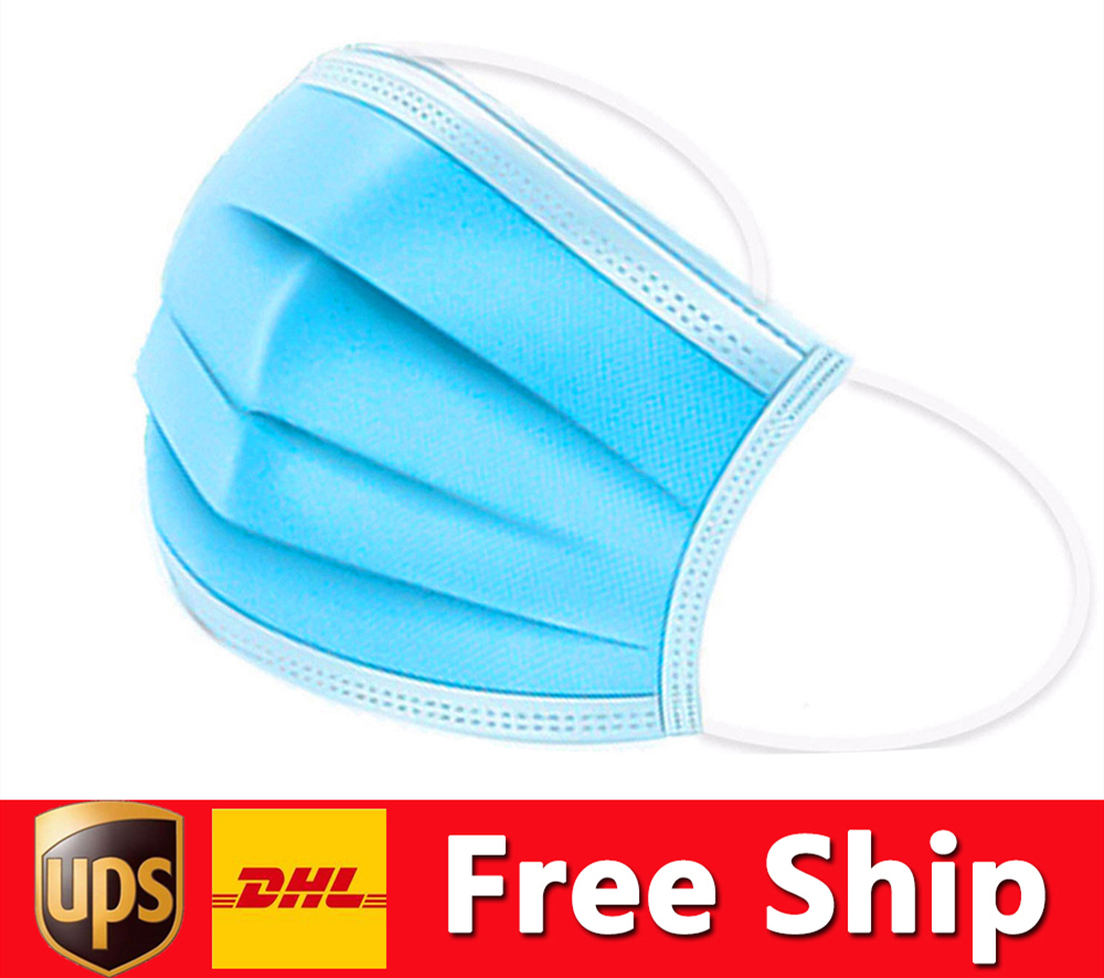 

DHL Free Shipping Disposable Masks 50pcs Protection and Personal Health Mask 3-Layer Facial Cover with Earloop Mouth Face Sanitary Masks