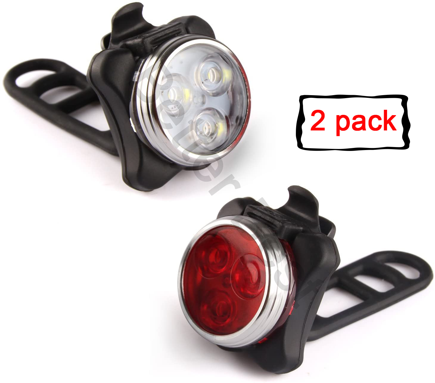 

USB Rechargeable Bike Light Set,400mah Lithium Battery,Super Bright Front Headlight and Rear LED Bicycle Light,4 Light Mode Options