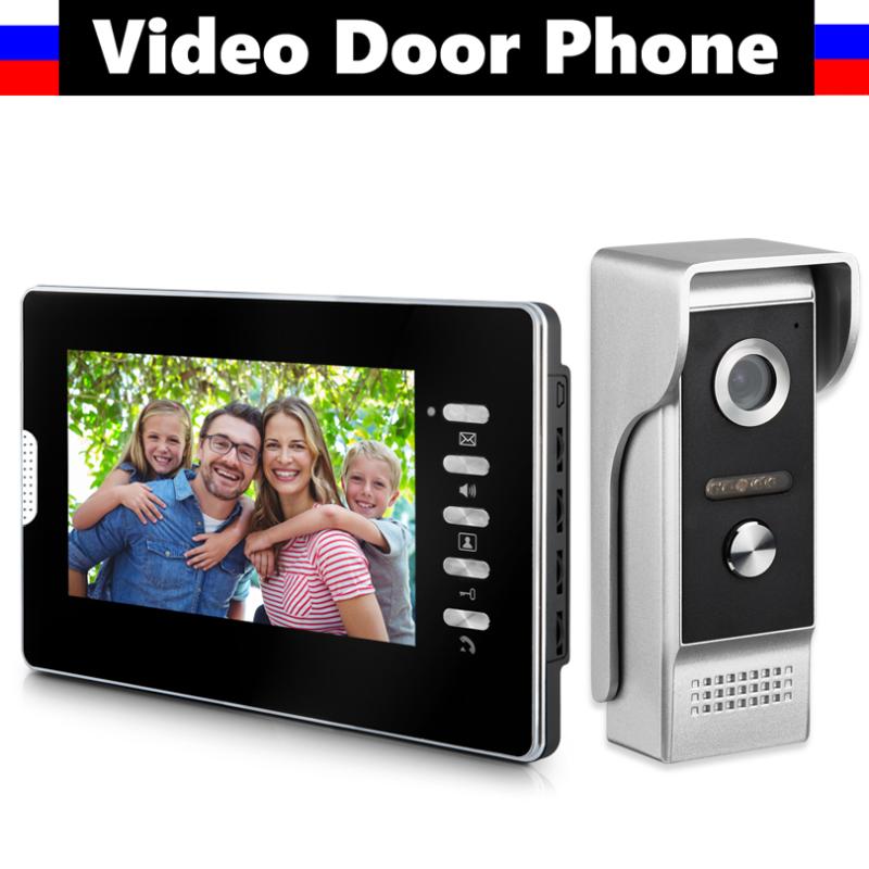 

7" Monitor Video Door Phone System Wired Video Doorbell Intercom Kits Clear night-viewing, 24 hours monitor, calling, speaker