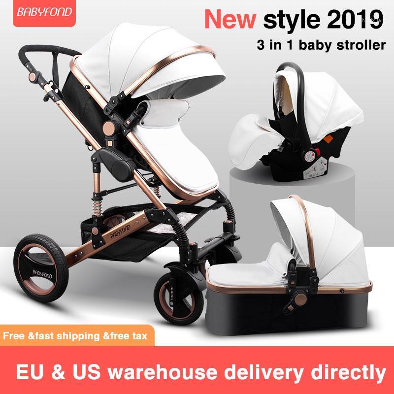 

3 in 1 baby stroller High landscape baby stroller sleeping basket carriage Europe 2 in 1 newborn pram with car seat free ship1